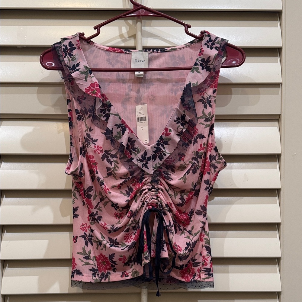 Maeve Tie-Front V-Neck Top
